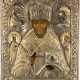 AN ICON SHOWING ST. NICHOLAS OF MYRA WITH OKLAD Russian, la - Foto 1