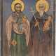A SMALL DATED ICON SHOWING STS. ELEUTHERIOS AND STYLIANOS G - photo 1