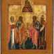 AN ICON SHOWING THE VLADIMIRSKAYA MOTHER OF GOD AND STS. NI - Foto 1
