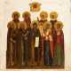AN ICON SHOWING A SELECTION OF NINE PATRON SAINTS Russian, - фото 1