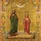 AN ICON SHOWING STS. JOHN THE FORERUNNER AND VERA Russian, - Foto 1