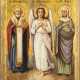 A SMALL ICON SHOWING THE GUARDIAN ANGEL FLANKED BY STS. NIC - фото 1