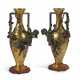 A PAIR OF FRENCH ORMOLU, SILVERED-BRONZE AND ROUGE GRIOTTE MARBLE FIGURAL VASES - фото 1