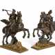 A PAIR OF FRENCH PATINATED AND GILT-BRONZE FIGURES ON HORSEBACK - фото 1