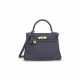 A BLEU NUIT TOGO LEATHER RETOURNÉ KELLY 28 WITH GOLD HARDWARE - фото 1