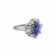 Ring with fine sapphire and diamonds total approx. 1,2 ct - фото 1