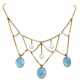 Necklace with 3 oval aquamarine cabochons together ca. 50 ct, - photo 1