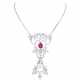Antique necklace with ruby, oriental pearl and diamonds total ca. 7 ct, - фото 1