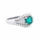 Ring with fine emerald ca. 2,3 ct and diamonds total ca. 1,5 ct, - Foto 1