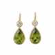 Earrings with fine peridot drops and diamonds total ca. 0,3 ct, - фото 1
