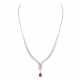Necklace with pink sapphire drop and diamonds total ca. 3 ct, - photo 1