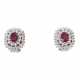 Earrings with fine rhodolites entourée by diamonds total ca. 1 ct, - photo 1