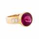 Ring with fine raspberry tourmaline and 4 diamonds - photo 1