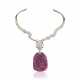 RUBELLITE AND DIAMOND PENDENT NECKLACE, LATE QING - Foto 1