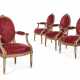 A SET OF FOUR LOUIS XVI WHITE PAINTED AND PARCEL-GILT FAUTEUILS - Foto 1