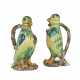 TWO GLEINITZ OR PROSKAU FAIENCE PARROT JUGS AND COVERS - photo 1