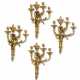 A SET OF FOUR FRENCH ORMOLU THREE-BRANCH WALL-LIGHTS - photo 1
