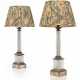 A PAIR OF FRENCH SILVERED-BRASS AND CUT-GLASS LAMPS - фото 1