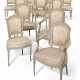 A SET OF ELEVEN LOUIS XVI GREY AND WHITE-PAINTED DINING CHAIRS - фото 1