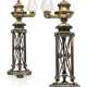 A PAIR OF GEORGE IV GILT-BRASS AND PATINATED-BRONZE 'ATHENIENNE' COLZA LAMPS - фото 1