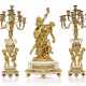 A NAPOLEON III ORMOLU AND WHITE MARBLE THREE-PIECE GARNITURE - фото 1