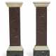 A PAIR OF ITALIAN WHITE MARBLE, PORPHYRY AND VERDE ANTICO PEDESTALS - photo 1