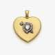 Historischer Herz-Medaillonanhänger verziert mit Diamantrosen . USA, Herzmotiv mit Pfeil um 1860-1870, Medaillon 1900-1930er Jahre - Foto 1