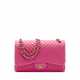 A PINK CHEVRON LAMBSKIN LEATHER JUMBO DOUBLE FLAP WITH ANTIQUED GOLD HARDWARE - фото 1