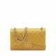 A YELLOW LAMBSKIN LEATHER JUMBO DOUBLE FLAP WITH MATTE PALE GOLD HARDWARE - фото 1