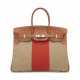 A LIMITED EDITION FICELLE, PAPRIKA TOILE & BARÉNIA LEATHER FLAG BIRKIN 35 WITH PERMABRASS HARDWARE - фото 1
