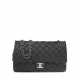 A BLACK CAVIAR LEATHER EASY FLAP BAG WITH SILVER HARDWARE - photo 1