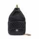 A BLACK LAMBSKIN FLAP BACKPACK WITH PALE GOLD HARDWARE - photo 1