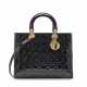 A BLACK PATENT LEATHER LARGE LADY DIOR WITH GOLD HARDWARE - Foto 1