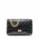 A BLACK PATENT LEATHER 2.55 REISSUE 227 DOUBLE FLAP WITH GOLD HARDWARE - фото 1