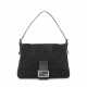 A BLACK SUEDE LEATHER MAMMA BAGUETTE WITH RUTHENIUM HARDWARE - фото 1