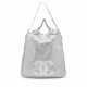 A METALLIC SILVER PERFORATED LEATHER RODEO DRIVE HOBO BAG WITH SILVER HARDWARE - фото 1