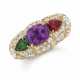 SPINEL, RUBY, EMERALD AND DIAMOND RING - photo 1