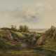 Monogrammist C. T.. Teich in hügeliger Landschaft mit Staffagen - фото 1