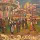 UNBEKANNTER KÜNSTLER:"Auf dem Jahrmarkt", Öl auf Holzplatte, teils beschnitzt und vergoldet, 20. Jahrhundert - фото 1