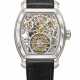 VACHERON CONSTANTIN. AN ATTRACTIVE AND ELEGANT PLATINUM TONNEAU-SHAPED SKELETONIZED TOURBILLON WRISTWATCH WITH POWER RESERVE AND DATE - фото 1