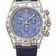 ROLEX. A VERY RARE AND ATTRACTIVE 18K WHITE GOLD AUTOMATIC CHRONOGRAPH WRISTWATCH WITH SODALITE DIAL - фото 1
