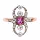 Belle Epoque Ring mit 1 Rubin und Diamanten - photo 1