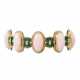 Bracelet with oval angel skin coral, green enamel and diamonds - photo 1