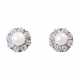 Pair of stud earrings with pearls and old cut diamonds - photo 1