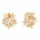 Pair of ear clips "Flowers" with diamonds - фото 1