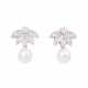 Earrings with hanging pearls and 12 diamonds total ca. 0,7 ct, - Foto 1