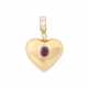Heart pendant with red sapphire and diamonds totaling approx. 0.4 ct. - Foto 1