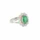 Ring with oval emerald ca. 2,8 ct, entouraged by old cut diamonds - фото 1