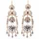 Magnificent drop earrings with sapphires, seed pearls, enamel and small diamonds, - фото 1