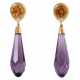 Earrings with citrines, faceted amethyst pampels - фото 1